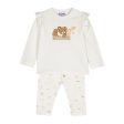 Moschino Baby Printed Logo Ivory T-Shirt & Legging Two-Piece Set Hot on Sale