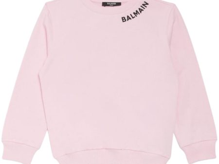 Balmain Kids Embroidered Logo Pink Sweatshirt Hot on Sale