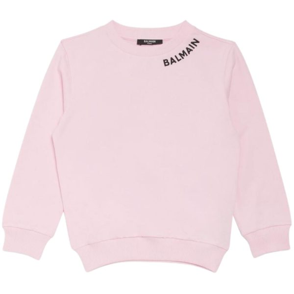 Balmain Kids Embroidered Logo Pink Sweatshirt Hot on Sale