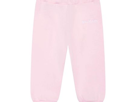 Balmain Baby Embroidered Logo Pink Jogging Bottoms For Cheap