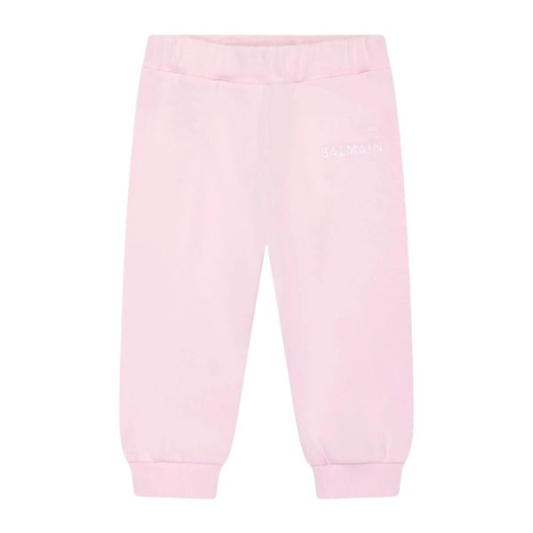 Balmain Baby Embroidered Logo Pink Jogging Bottoms For Cheap