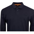 BOSS Pe Interlock Long Sleeve Navy Polo Shirt Hot on Sale