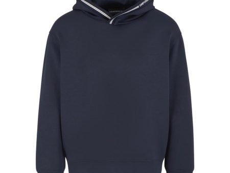 Emporio Armani Jacquard Logo Dark Navy Hoodie For Cheap