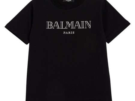 Balmain Kids Printed Logo Black T-Shirt Supply