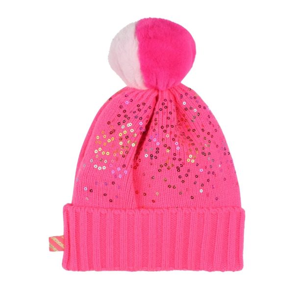 Billieblush Kids Sequins Pink Pompom Hat Online now