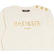 Balmain Kids Embroidered Logo Ivory Button Sweatshirt Online now