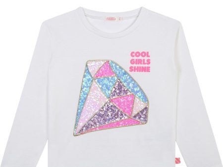 Billieblush Kids Sequins Diamond Embellishment Ivory T-Shirt Online now