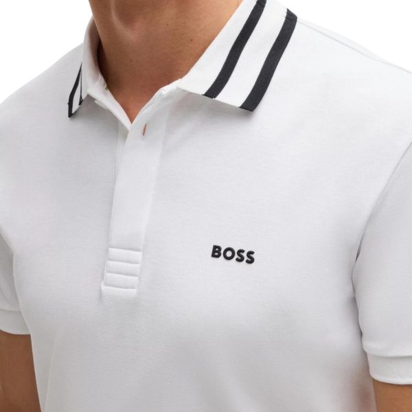 BOSS Paule Interlock Cotton White Polo Shirt Hot on Sale