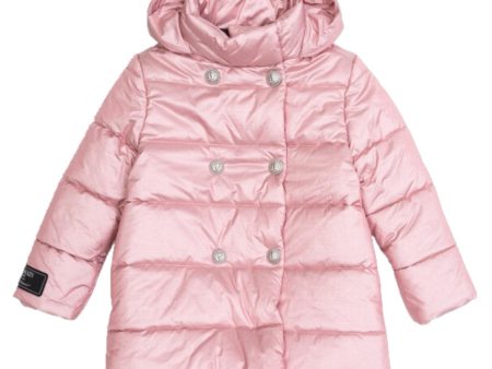 Balmain Baby Quilted Pink Hooded Puffer Jacket For Discount