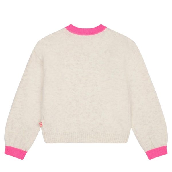 Billieblush Kids Sequins Heart Knitted Ivory Jumper Fashion