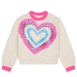 Billieblush Kids Sequins Heart Knitted Ivory Jumper Fashion