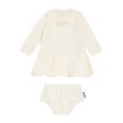 Balmain Baby Printed Logo Ivory Sweat Dress & Bloomers Set For Discount