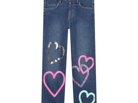 Billieblush Kids Heart Sequins Denim Jeans Online Hot Sale