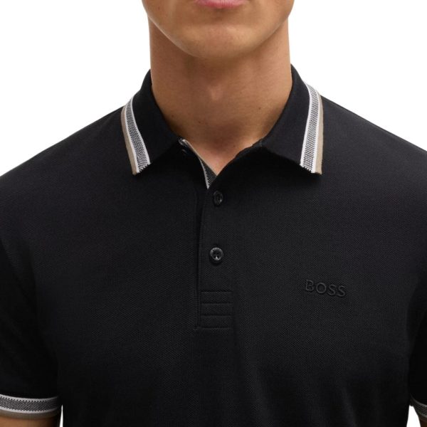 BOSS Embroidered Logo Paddy Black Polo Shirt Online