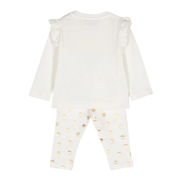 Moschino Baby Printed Logo Ivory T-Shirt & Legging Two-Piece Set Hot on Sale