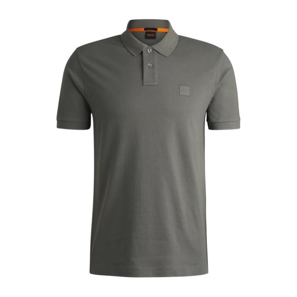 BOSS Passenger Slim Fit Logo Patch Grey Polo Shirt Online