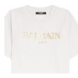 Balmain Kids Printed Contrast Logo White T-Shirt Online Hot Sale