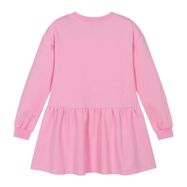 Moschino Kids Teddy Bear Heart Logo Pink Sweat Dress Hot on Sale