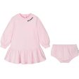 Balmain Baby Embroidered Logo Pink Sweat Dress & Bloomers Set Cheap