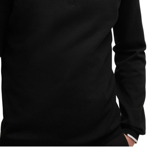 BOSS Ever-X_QZ Logo Print Black Zip Neck Sweatshirt on Sale