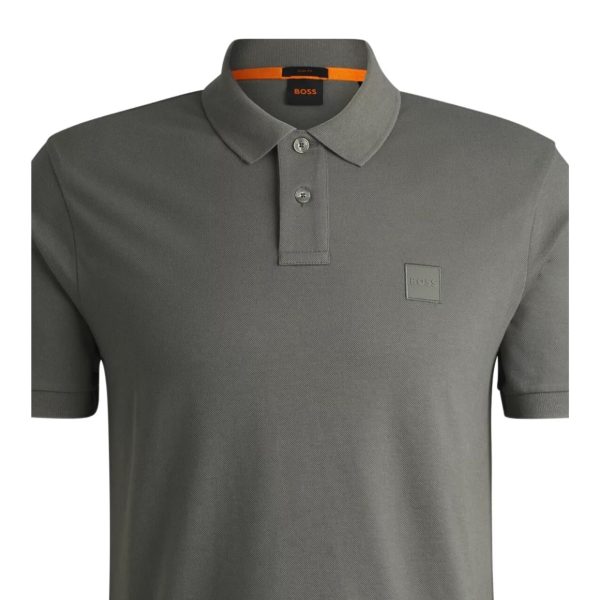 BOSS Passenger Slim Fit Logo Patch Grey Polo Shirt Online