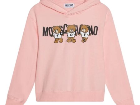 Moschino Kids Logo Lettering Pink Hoodie Online Hot Sale