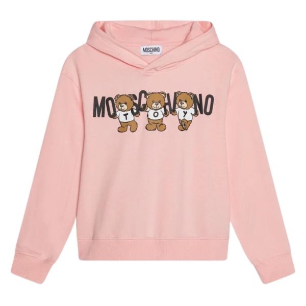 Moschino Kids Logo Lettering Pink Hoodie Online Hot Sale