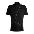 BOSS Paddy 2 Fineline Artwork Black Polo Shirt For Discount