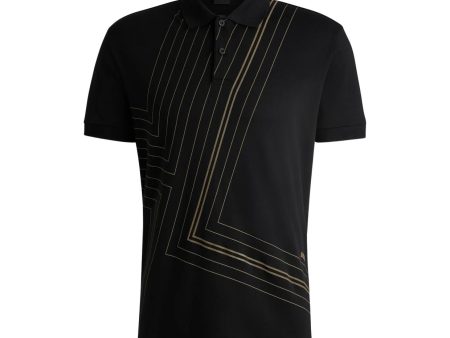 BOSS Paddy 2 Fineline Artwork Black Polo Shirt For Discount