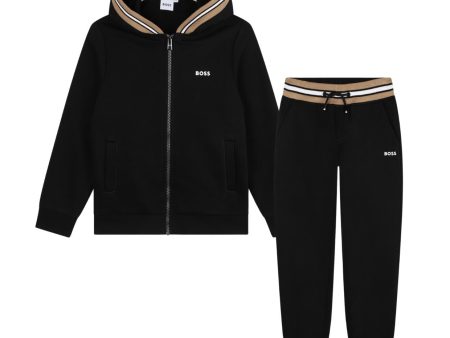 BOSS Kids Black Hooded Tracksuit Set Sale