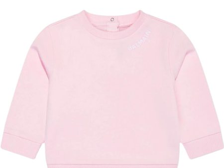 Balmain Baby Embroidered Logo Pink Sweatshirt Online Sale