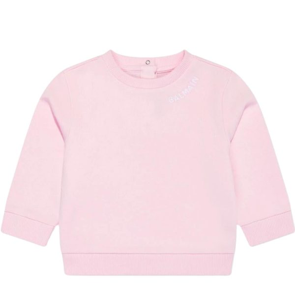 Balmain Baby Embroidered Logo Pink Sweatshirt Online Sale