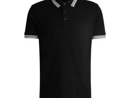 BOSS Embroidered Logo Paddy Black Polo Shirt Online