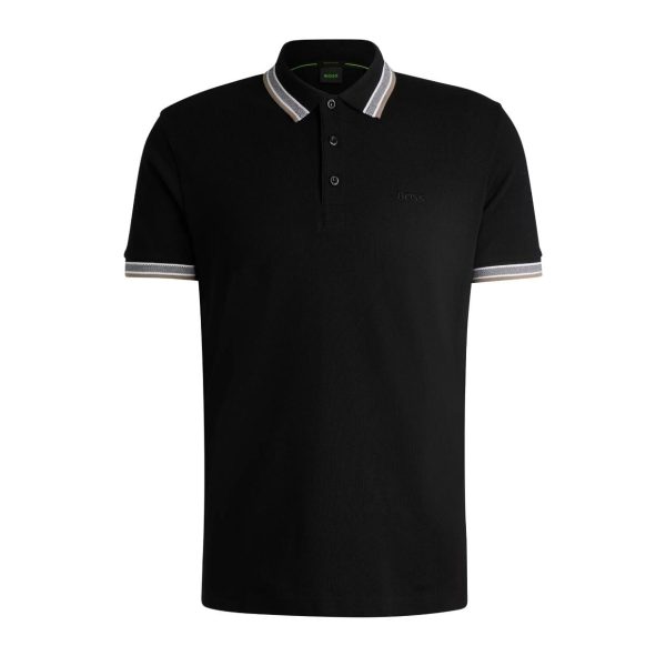 BOSS Embroidered Logo Paddy Black Polo Shirt Online