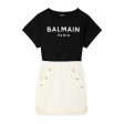 Balmain Kids Embroidered Logo Two-Tone Dress For Sale