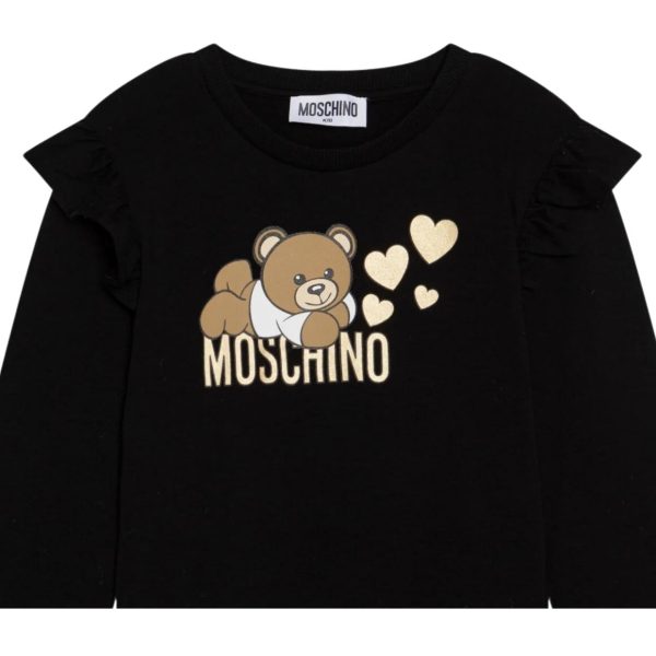 Moschino Kids Printed Logo Black Long Sleeve T-Shirt Sale