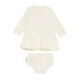 Balmain Baby Printed Logo Ivory Sweat Dress & Bloomers Set For Discount