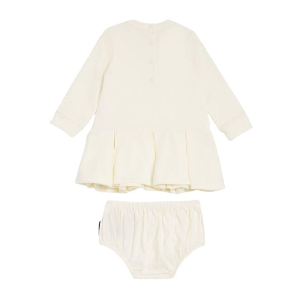 Balmain Baby Printed Logo Ivory Sweat Dress & Bloomers Set For Discount