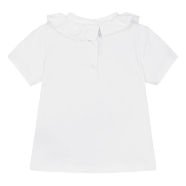 Balmain Baby Ruffled Collar White T-Shirt Online Sale