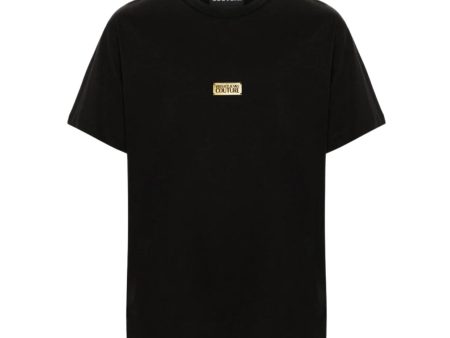 Versace Jeans Couture Metal Logo Tag Black T-Shirt For Discount