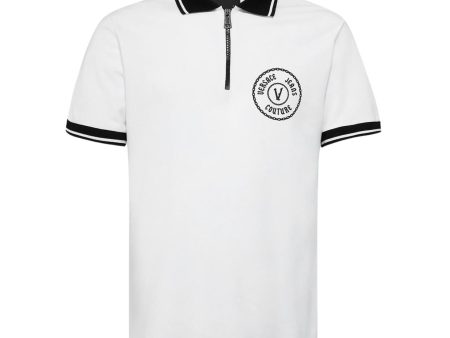 Versace Jeans Couture V Emblem Chain Logo White Polo Shirt Supply