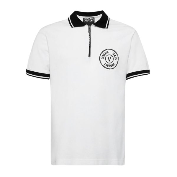 Versace Jeans Couture V Emblem Chain Logo White Polo Shirt Supply