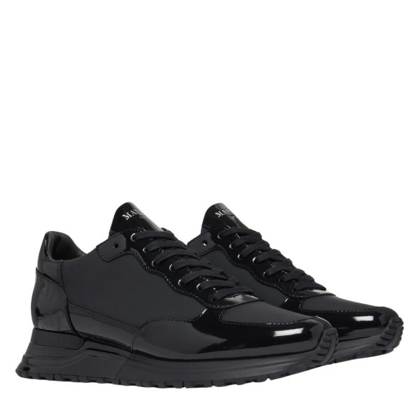 Mallet London Popham Patent Triple Black Trainers Online now