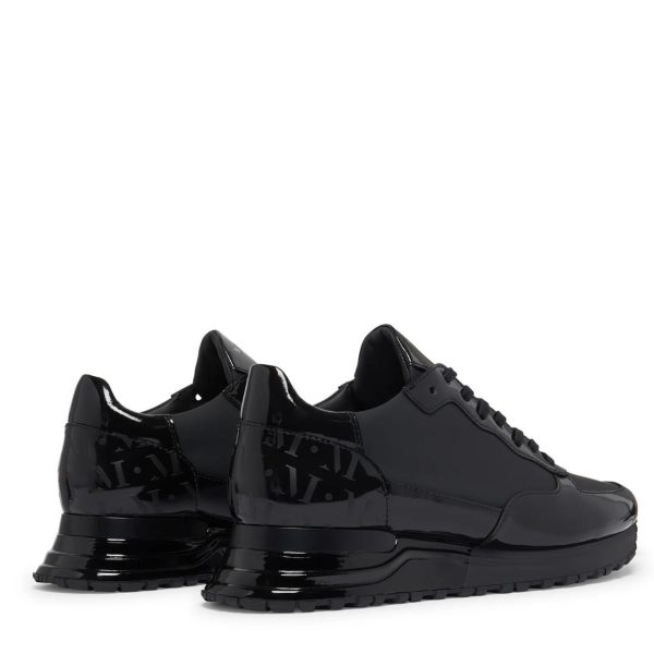 Mallet London Popham Patent Triple Black Trainers Online now