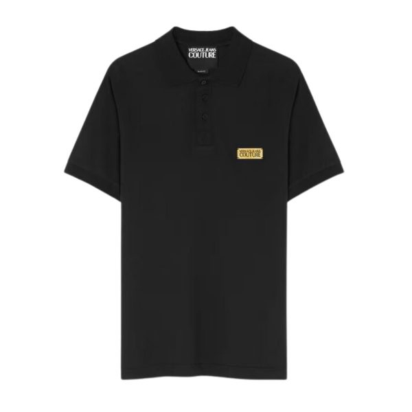 Versace Jeans Couture Metal Logo Tag Black Polo Shirt Sale