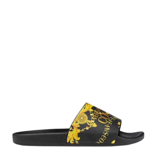 Versace Jeans Couture Black and Gold Chain Couture Slides Online now