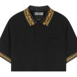 Versace Jeans Couture Collar Chain Couture Black & Gold Polo Shirt Supply