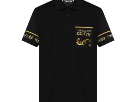 Versace Jeans Couture Chrome Couture Black Polo Shirt Hot on Sale