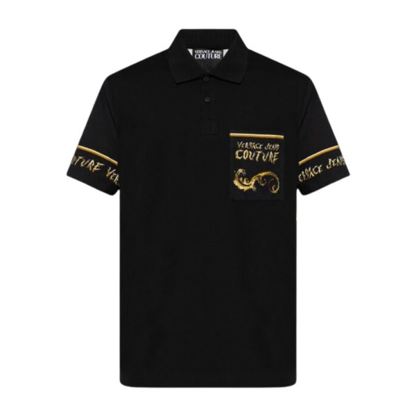 Versace Jeans Couture Chrome Couture Black Polo Shirt Hot on Sale