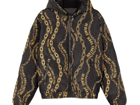 Versace Jeans Couture Chain Couture Reversible Black & Gold Puffer Jacket Fashion